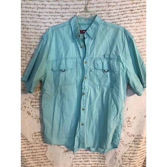 Reel Legends Fishing Button Shirt Men's Blue Medium Vented Performance Outdoors - Picture 1 of 7